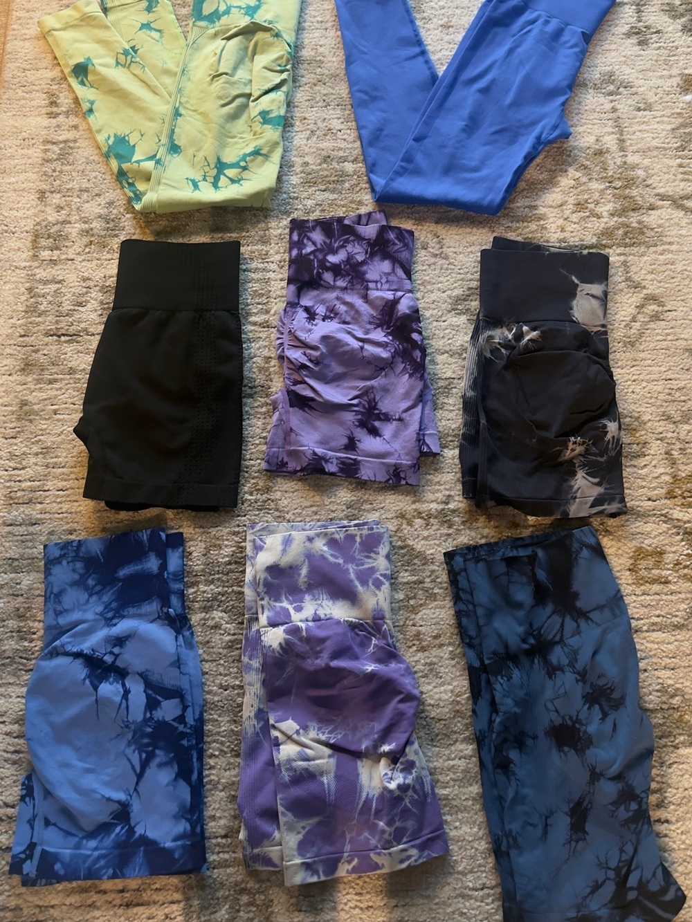 SHEIN Tie-Dye & Solid Active Leggings and Shorts. Scrunch.